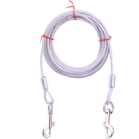 Sollbry Câble d'attache pour Chiens jusqu'à 80 kg, Animaux de Compagnie Plomb pour Chiens de Petite, Moyenne ou Grande Taille (Blanc, 5M)