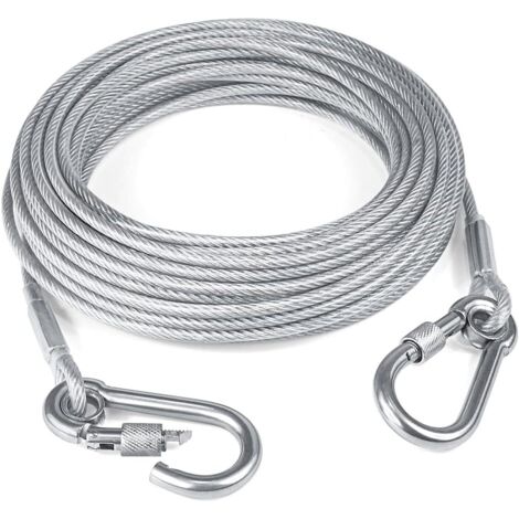 Sollbry Cable reflectante para amarre de perros de hasta 113 kg, cable de acero con doble hebilla de acero inoxidable, ligero y duradero, ideal para exteriores, patio y camping.