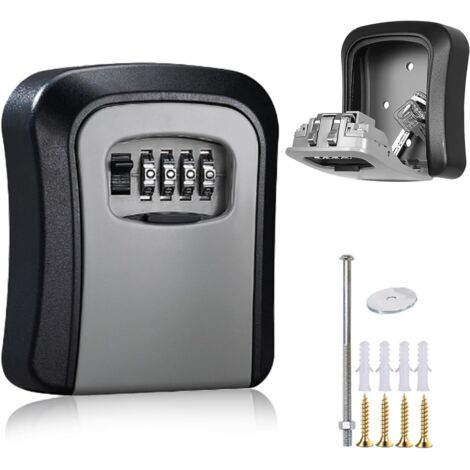 Sollbry Caja de llaves con código de 4 dígitos, caja de llaves segura para exteriores, caja de llaves de pared, resistente al agua y a la oxidación, para apartamentos, oficinas, escuelas y garajes.