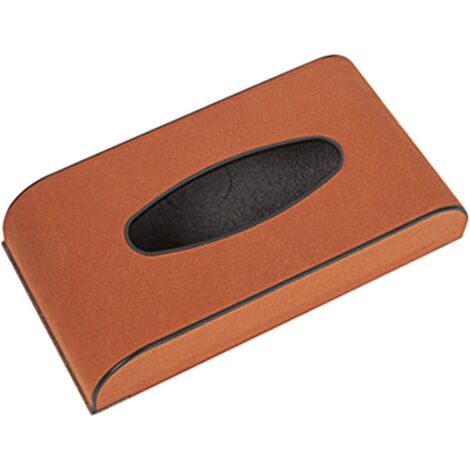 Sollbry Caja de pañuelos universal compacta para respaldo de asiento de coche, organizador de servilletas, superficie lisa, interior marrón