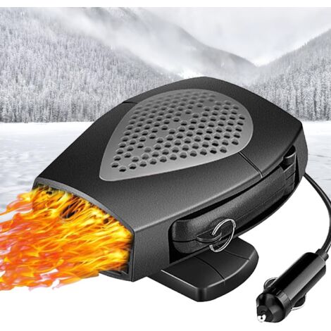 Sollbry Calentador de coche de 24 V, encendedor de cigarrillos, ventilador eléctrico portátil de 150 W, soplador de aire caliente para coches con toma de encendedor y desempañador giratorio de 360 gra