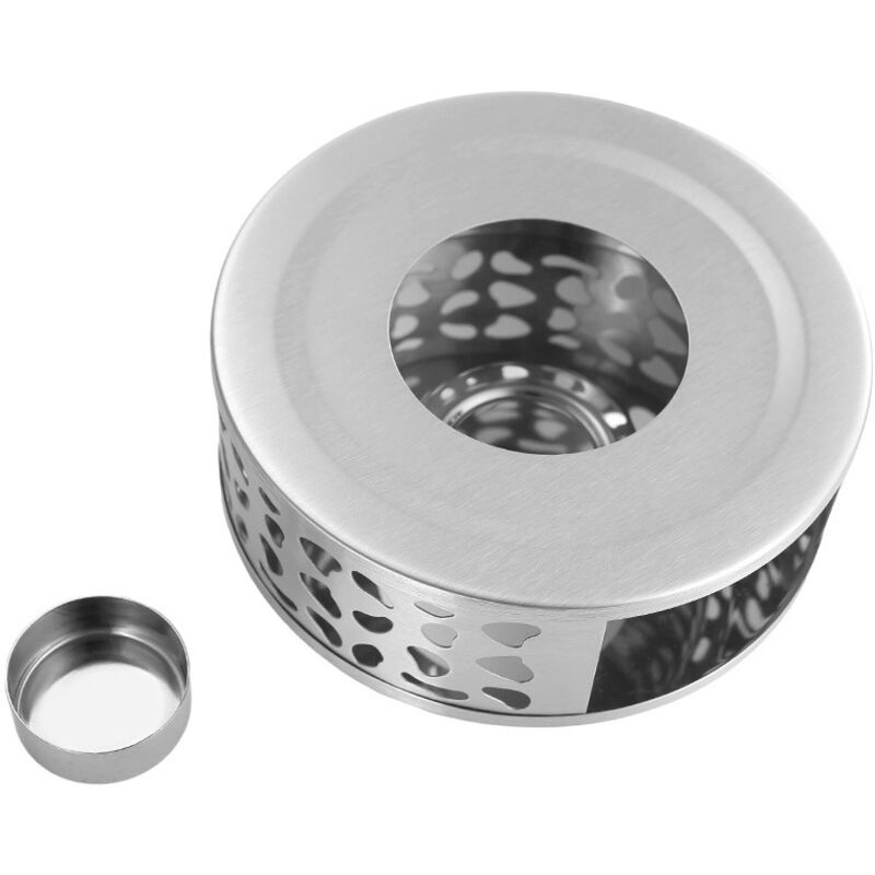 Sollbry - Calentador de té de acero inoxidable, calentador de café caliente, base para calentador de té con calentador de vela, tetera de vidrio,