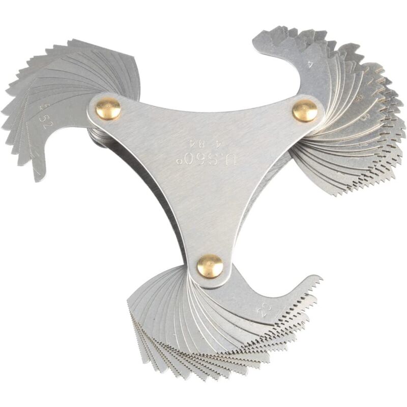 Sollbry - Calibre de rosca plegable de acero inoxidable, calibre de paso de tornillo de acero inoxidable americano de 60°, herramienta de medición de