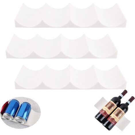 Sollbry Casier à Vin Empilable, 3 Pièces Porte-Bouteilles en Plastique Antidérapant Style Européen Organisateur de Canettes de Bière pour Cuisine Comptoir Garde-Manger Réfrigérateur (Blanc)