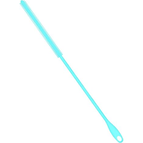 Sollbry Cepillo de silicona para pajitas de 8 mm, extra largo, reutilizable y flexible, de 24 cm, para limpiar grietas de metal y vidrio (azul)