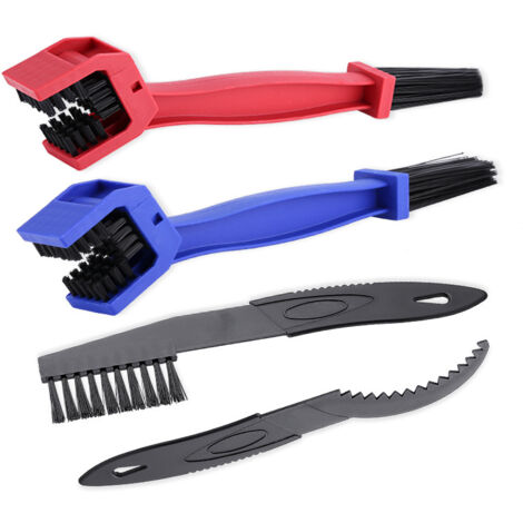 Sollbry Cepillos de cadena para bicicletas y motocicletas (4 unidades), kit de herramientas para limpiar cadenas de engranajes de bicicletas y motocicletas de montaña.