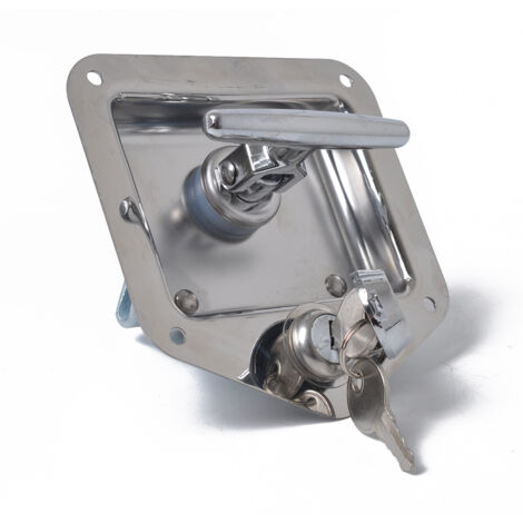 Sollbry Cerradura de viaje de acero inoxidable en forma de T para remolque de RV, antirrobo, con manija para caja de herramientas, para caravana, camión, campamento, autocaravana, coche patrulla (12,1