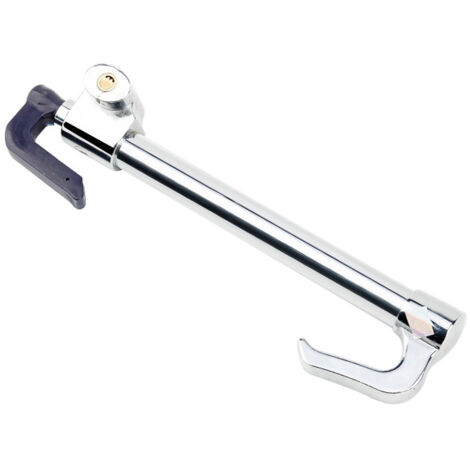 Sollbry Cerradura universal para volante de coche, con varilla antirrobo, con 2 llaves, de acero inoxidable, para coche, camión, SUV y furgoneta.