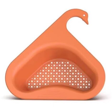 Sollbry Cesta de drenaje Swan, colador multiusos para fregadero de cocina, canal colgante para grifo (naranja)