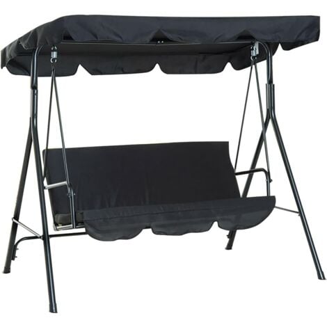 Sollbry Chaise pivotante d'extérieur 3 places, auvent de balançoire housse imperméable housse de chaise d'extérieur 3 personnes (chaise pivotante non incluse) (noir)