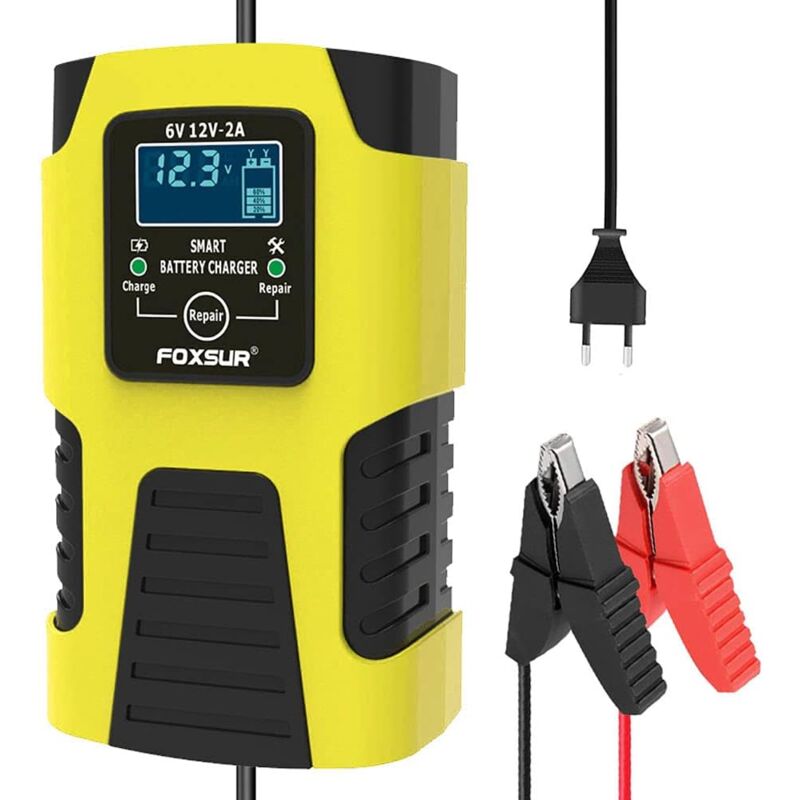 Sollbry - Chargeurs de batterie de voiture 6V/2A 12V/2A Chargeurs de batterie intelligents entièrement automatiques Mainteneur Chargeurs portables à