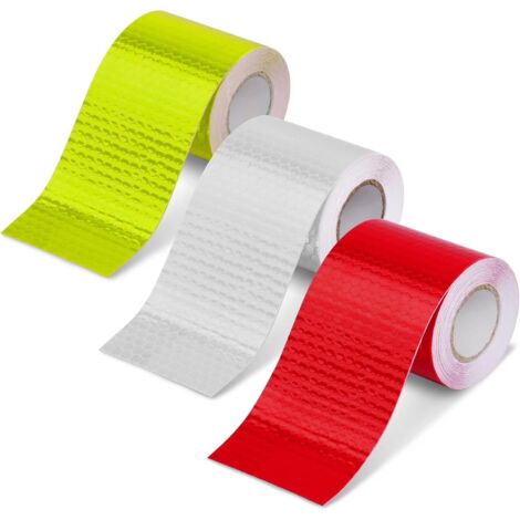 Sollbry Cinta reflectante de alta intensidad, 3 unidades, 3 colores, 5 cm x 3 m, rollo de cinta de advertencia de seguridad para remolques y coches, para interiores y exteriores.