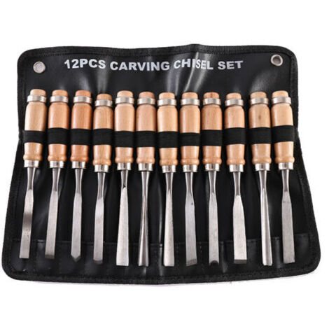 Sollbry Ciseaux gouges à bois Set 12 pièces outils de sculpture