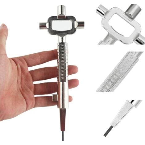 Sollbry Clé Architecte Clef Carré Multifonctions Clé de Construction Universel avec Clé Allen Cle d Architecte Anti-corrosion pour Mesure Ouvrir Porte Fenêtre Armoire - Argent