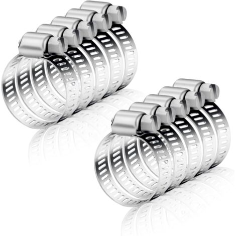 Sollbry Collier de Serrage Réglables 10 Pièces Collier de Serrage Métallique 16-25mm Collier de Serrage Inox pour Gaine Hotte Tuyau D'échappement Ventilateur
