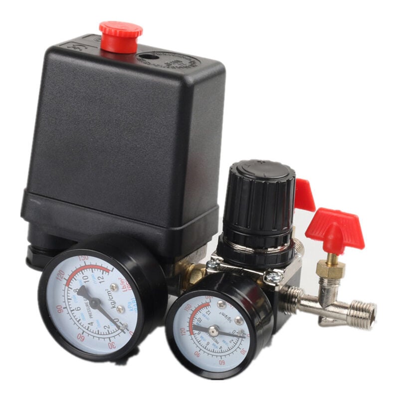 Image of Sollbry Compressore d'aria, regolatore del collettore di uscita dell'aria regolabile per compressore d'aria con valvola di sicurezza