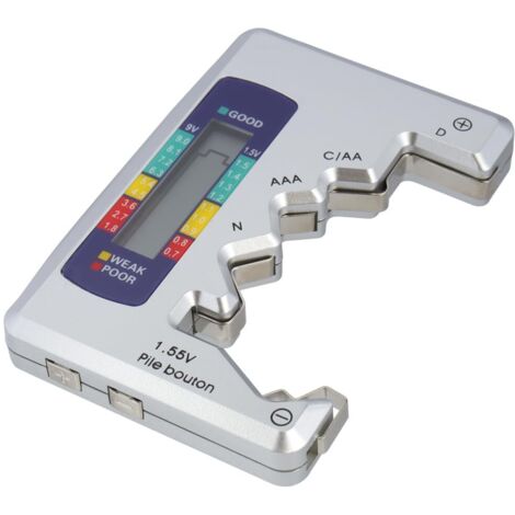 Sollbry Comprobador de batería digital universal, comprobador de batería digital, comprobador de batería, detector de capacidad de batería portátil para pilas de botón AA, AAA, CDN, 9 V, 1,5 V y minip