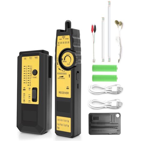 Sollbry Comprobador de red LAN - Rastreador de cable de red Ethernet - Detector de cable telefónico - Comprobador de cable para RJ45/RJ11/RJ12 - Comprobador de red con buscador de línea, auriculares, 