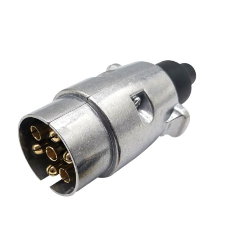 Sollbry - Conector macho de remolque metálico de 7 pines, toma de remolque metálica de 7 pines, conector eléctrico impermeable de 7 pines para
