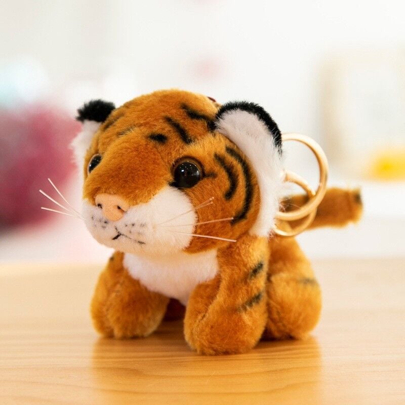 Image of Sollbry Confezione da 2 portachiavi di peluche a forma di tigre per zaini, borse, portamonete, giallo (10 cm)
