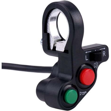 Sollbry Control de faros y luces de giro de motocicleta, interruptor de manillar de 22 mm (7/8 pulgadas) Interruptor de luces de giro de faro de manillar de motocicleta Bocina rubia Botón pulsador de 