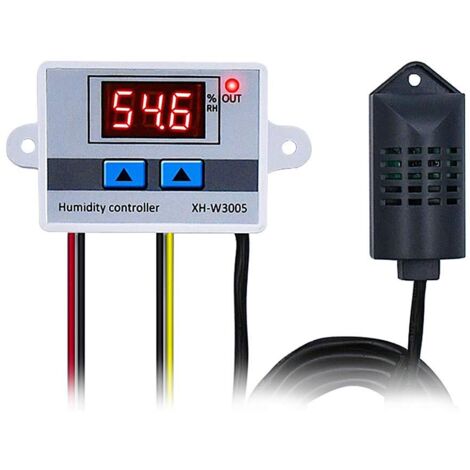 Sollbry Controlador de humedad digital multifuncional, práctico, de alta precisión, con higrómetro e interruptor (220 V)