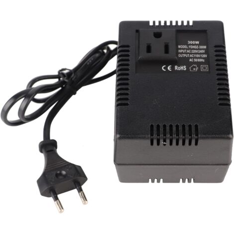Sollbry Convertisseur de Prise, Convertisseur de Tension de Transformateur de Puissance 300W Adaptateur de Prise de Voyage AC 220V à 110V pour Ordinateurs Portables, Appareils Photo(Prise européenne)