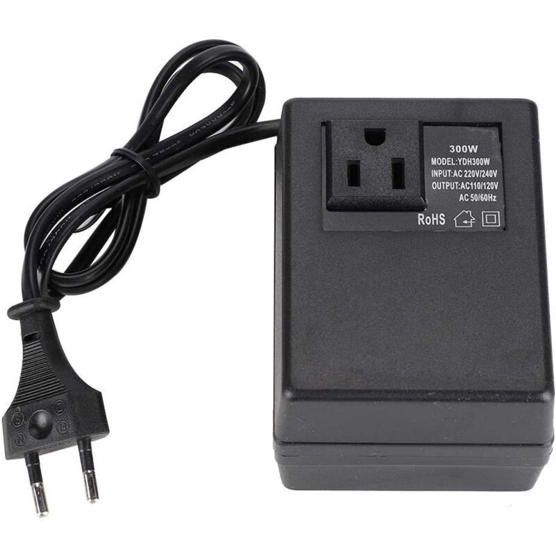 Sollbry - Convertisseur de Prise ue, Adaptateur de Prise de Voyage, convertisseur de Tension de transformateur de Puissance Noir 300W ac 220V à 110V