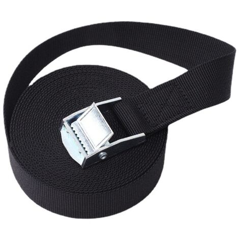 Sollbry Correa con hebilla de leva de 25 mm x 4 m para mover y asegurar mercancías, color negro (paquete de 2)
