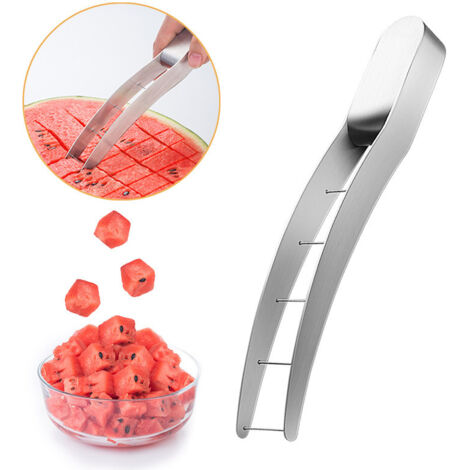 Sollbry Cortador de sandía de acero inoxidable, práctico cortador de cubos de fruta, ideal para fiestas, camping y formas de fruta.