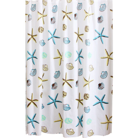 Sollbry Cortinas de ducha impermeables y antimoho de PEVA con diseño de estrellas de mar, para baño, hogar y hotel, 120 x 180 cm