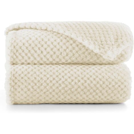 Sollbry Couette en Microfibre Couverture Polaire Plaid Couvre-lit Polaire Doux de Style scandinave Henry, Microfibre Beige 70x100 cm
