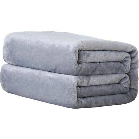 Sollbry Couverture polaire en flanelle super douce pour lits, canapés, canapés, couverture confortable et luxueuse au toucher velours pour l'été, argent, 150 cm x 200 cm