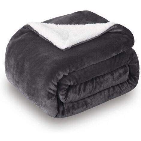 Sollbry – Couverture polaire sherpa double face 70 x 100 cm – Gris foncé – Lavable en machine – Confort optimal pour lit king size