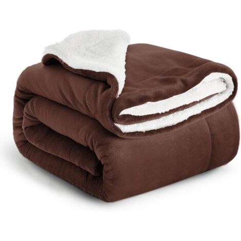 Sollbry Couverture polaire Sherpa pour canapé - Couverture douce et duveteuse pour l'hiver - Couvertures réversibles, épaisses et chaudes pour lit, canapé, camping et voyage, café, 50 x 60 pouces