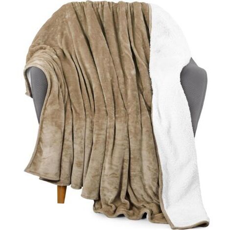 Sollbry Couverture Sherpa taille [chameau, 50 x 60 pouces] - Couverture réversible en polaire épaisse et chaude 400 g/m² pour lit, canapé, camping et voyage