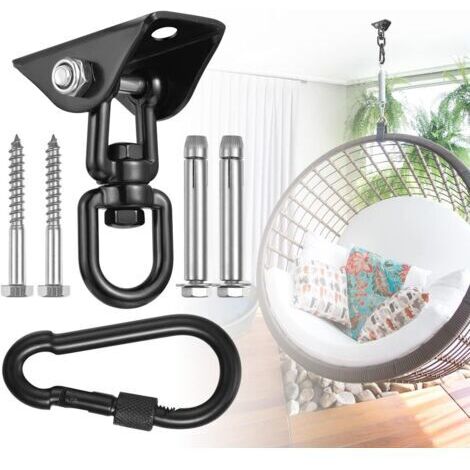Sollbry Crochet de Plafond pour Fauteuil Suspendu pivotant à 360 °, balançoire, Suspension, Crochet avec vis pour béton, Bois, Aire de Jeux, véranda, siège trapèze, Yoga
