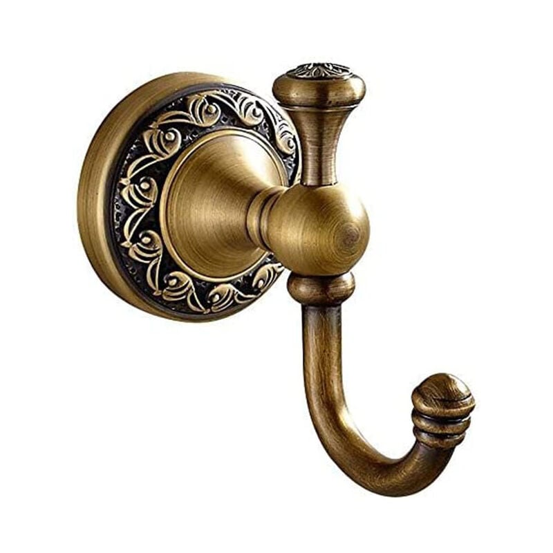 Sollbry Crochet porte-serviettes en laiton antique, crochets pour peignoirs de salle de bain, cintre mural rétro à porte simple pour vêtements