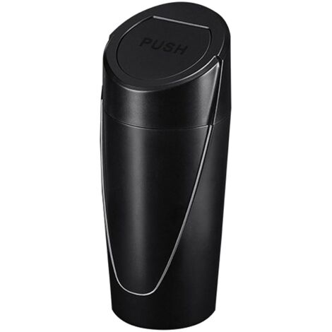 Sollbry Cubo de basura para coche con tapa, portavasos, mini cubo de basura portátil para coche, consola o puerta, apto para coche, casa, oficina, color negro