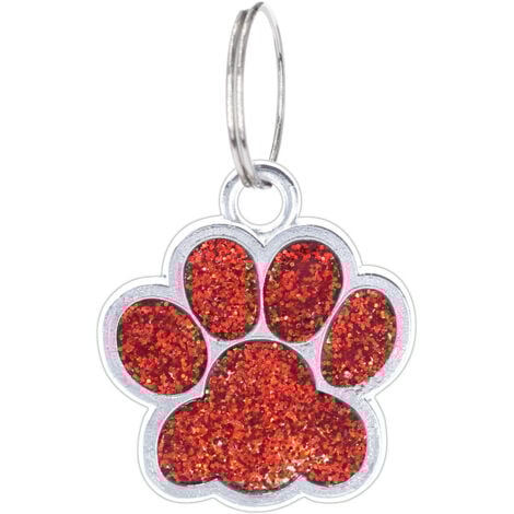 Sollbry Cute Personalized Pet Name Tags for Cats/Dogs - Glitter Custom Pet Tag, Customizable Cat Tag, Pet Collar Charms, Dog Name Tag (Red)