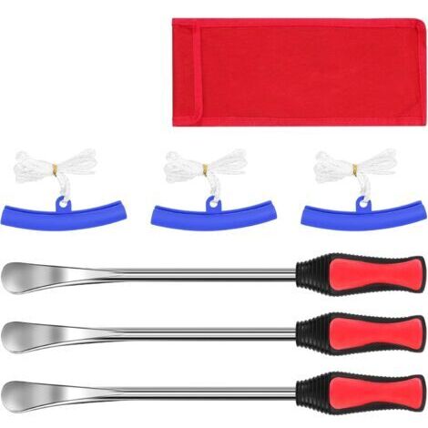 Sollbry Démonte Pneu Manuels Outil, 3 Pcs Cuillères Outil Pneumatique Levier avec 3 Pcs Kit de Protection de Jante, Demonte Pneu Moto, Outil de Remplacement des Pneus, Outil Levier de Pneu pour Auto M