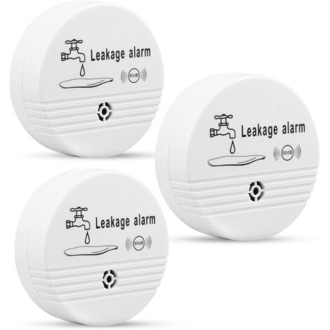 Sollbry Detector de agua de 3 piezas, alarma de fugas y caídas de agua de 90 dB, sensor de alarma inalámbrico, sensor de nivel de agua, detector de agua para cocina, baño y sótano (batería no incluida