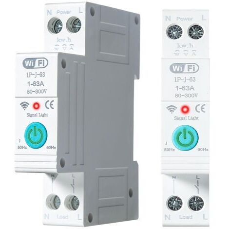 Sollbry Disjoncteur WiFi DIN Rail Smart Energy Monitor Meter 1P 63A Disjoncteur Connecté WiFi Commutateur WiFi Intelligent Disjoncteur Domestique, Interrupteur Connecté par Tuya APP