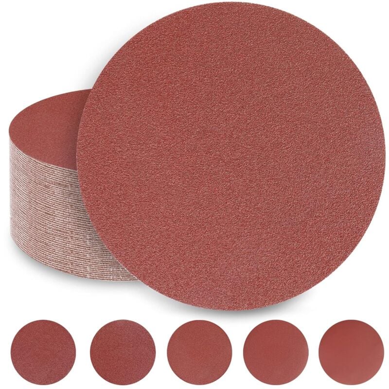 Disques de Ponçage 180 mm 10 x 40/60/80/120/240 Grain 180 mm Disques Abrasifs pour Ponceuse Cloison Sèche Ponceuse Girafe (50 Disques) - Sollbry