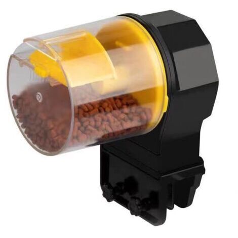 Sollbry Distributeur automatique de nourriture pour poissons - 100/210 ml - Minuteur automatique avec deux boîtes d'alimentation pour vacances et week-end - Jaune