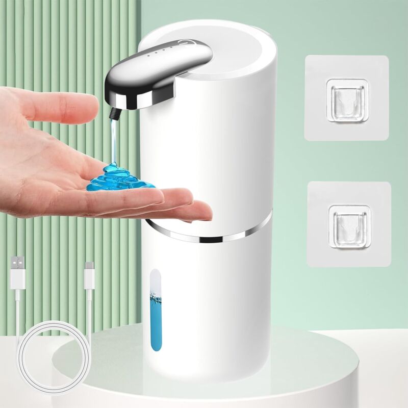 Distributeur de savon automatique - 380 ml - Distributeur de savon mural électrique - Avec capteur de mousse - 4 positions - Interrupteur réglable