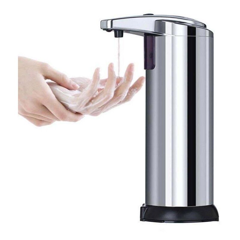 Distributeur Savon Automatique en Acier Inoxydable avec Base, Distributeur Savon Liquide Vaisselle Automatiqueetanche, Capteur Infrarouge et