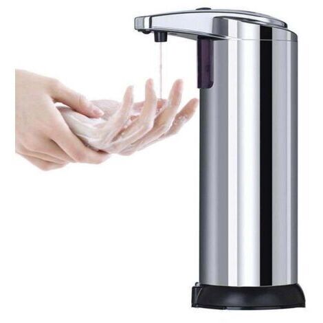 Sollbry Distributeur Savon Automatique en Acier Inoxydable avec Base, Distributeur Savon Liquide Vaisselle Automatiqueetanche, Capteur Infrarouge et Commutateur Réglable