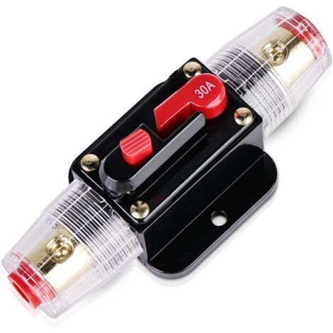Sollbry Disyuntor de coche de 30 A, 12 V-24 V CC, con interruptor de reinicio manual de fusibles para coche, barco, camión, autocaravana