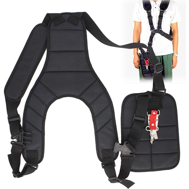 Image of Doppia cinghia per decespugliatore, tracolla per decespugliatore, tracolla universale regolabile per tosaerba, accessorio da giardino per macchine da